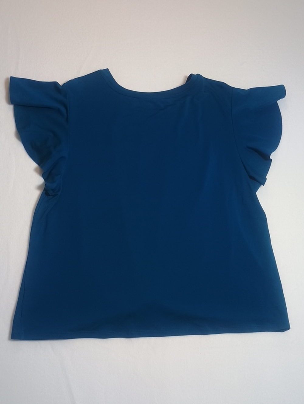 Teal Faux Tie and Fluttery Sleeve Blouse - Picture 10 of 10